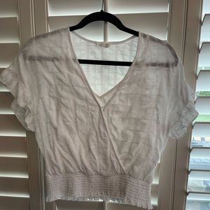 White cotton gauze blouse with attached cami lining